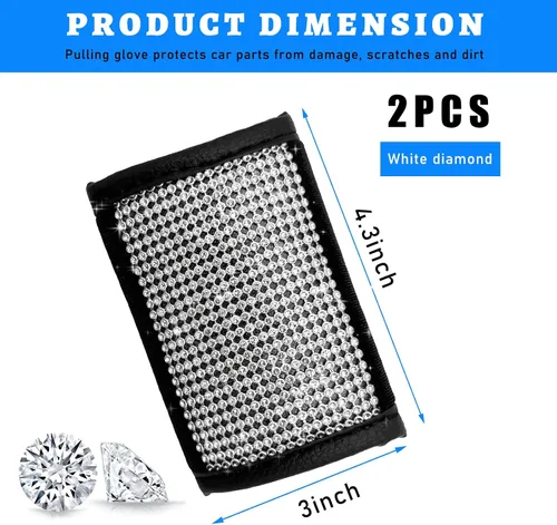 Vista 2 de 2 piezas de fundas para asa de agarre de coche, protector de asa de agarre interior de coche, funda para asa de puerta con diamantes, fundas