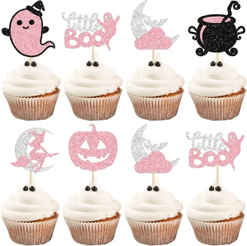 Vista 8 de 24 piezas de decoración de magdalenas Ghost One con purpurina para Halloween, fantasma, para magdalenas, decoración de magdalenas, fantasma, uno