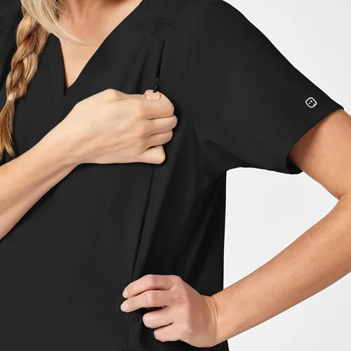 Vista 7 de Wink W123 - Camiseta de maternidad con cuello en V Negro
