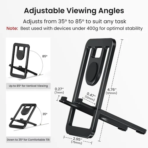 Vista 2 de Itramax Soporte de teléfono para escritorio plegable Soporte de teléfono ajustable Soporte de grabación portátil de mesa para iPhone 17 16 15 Pro