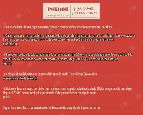 Vista 4 de PSKOOK Metal Fire Piston Educativo Campers/Supervivencia/Preppers Lección Científica