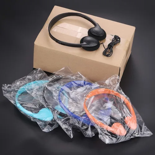 Vista 7 de CN-Outlet Auriculares para niños para el aula a granel multicolor, paquete de 5, auriculares al por mayor para niños, perfectos para escuelas