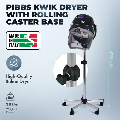 Vista 2 de Pibbs 514 Kwik Dri Secador de salón con ruedas, 1100 W.
