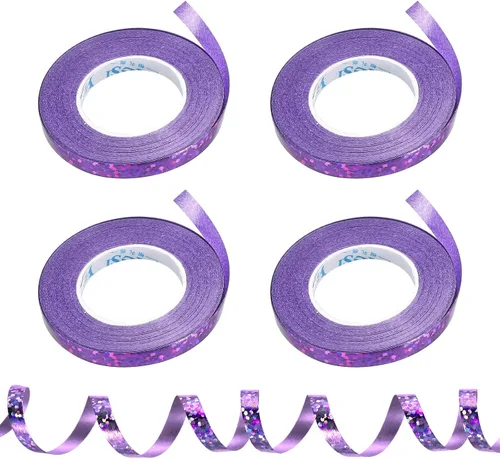 Vista 7 de PATIKIL 4 cintas rizadoras de globos prensadas de 3/16 pulgadas láser metálico brillante 11 yardas iridiscentes para decoración de fiestas, Azul