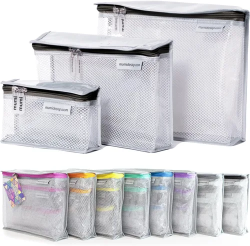 Vista 14 de MUMI Juego de 3 neceseres de viaje – Bolsas de aseo resistentes al agua para mujeres y hombres – Bolsas transparentes para artículos de tocador