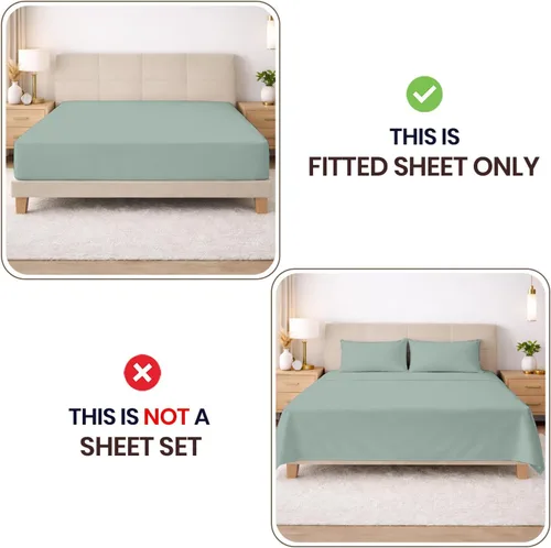 Vista 26 de SGI bedding 100% Egyptian Cotton 600 TC Twin Size Fitted Sheet Only Soft, Smooth Sateen Weave 15" inch Deep Pocket Fitted Bed Sheet - White