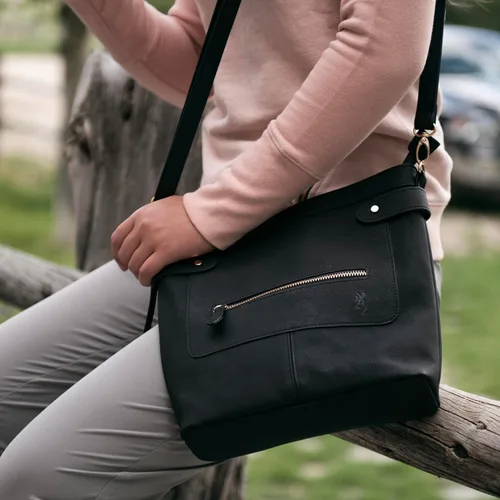 Vista 4 de Browning Women's Concealed Carry Catrina Purse, Premium Holstered Handbag With Safety Locking Option Marrón desteñido