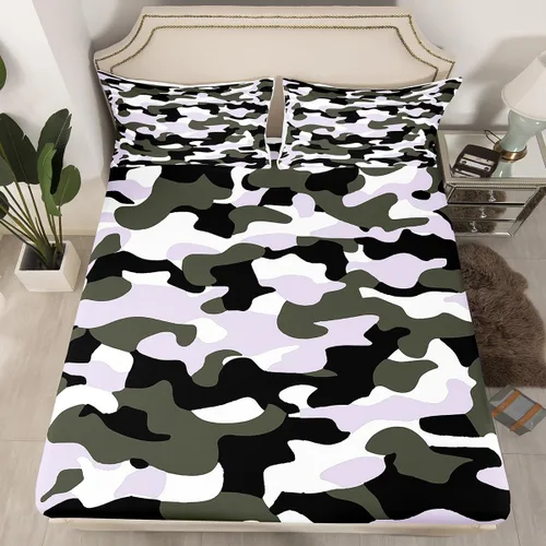 Vista 19 de Erosebridal Juego de ropa de cama de camuflaje para niños, sábanas de camuflaje militar, tamaño individual para adolescentes, jóvenes, adultos
