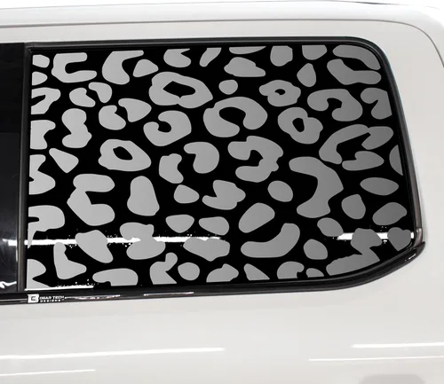 Vista 7 de BOGAR TECH DESIGNS Calcomanías de vinilo precortadas para parabrisas trasero con estampado de leopardo de animales, compatibles con Ford F-150 F150