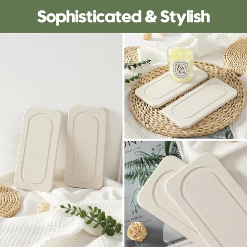 Vista 3 de Paquete de 2 bandejas de fregadero de piedra de diatomita, tapete de grifo absorbente de agua para encimera de cocina y baño, jabonera decorativa