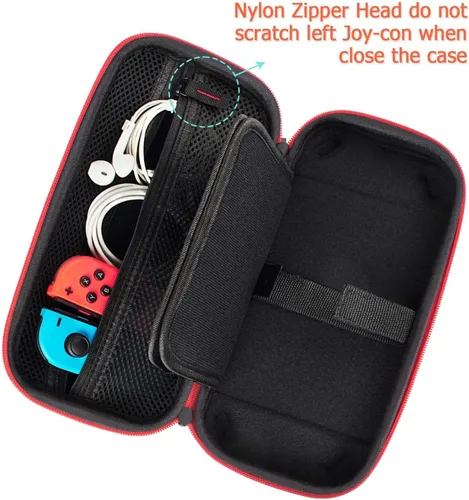Vista 6 de Deruitu Switch - Funda de transporte compatible con Nintendo Switchmodelo OLED, adaptador de cargador de CA, con 20 cartuchos de juego, funda rígida