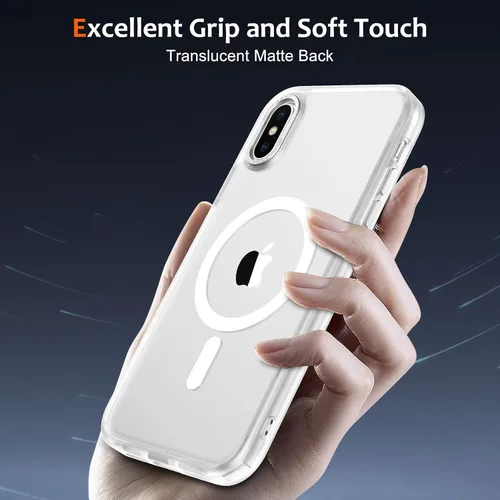 Vista 760 de Anuck - Funda magnética para iPhone 11 compatible con MagSafe, carcasa trasera mate translúcida dura, borde de TPU, delgada, resistente a impactos
