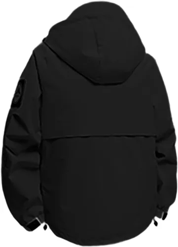 Vista 2 de Chaqueta de esquí impermeable para hombre, resistente al viento, abrigo de invierno con forro polar con capucha para escalar y romper el viento