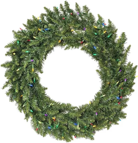 Vista 6 de Vickerman Corona de Navidad artificial Bellevue Alpine de 20 pulgadas con luces claras iluminadas esmeriladas, A861022