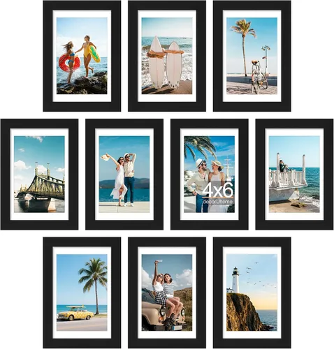 Vista 37 de decorUhome Paquete de 10 marcos de fotos de 4 x 6 pulgadas, decoración de Dorado