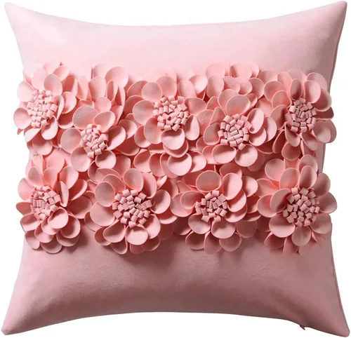 Vista 16 de JWH Fundas de cojines decorativos con flores 3D hechas a mano, estéticas, fundas de almohadas de acento floral, fundas de almohada de terciopelo Azul