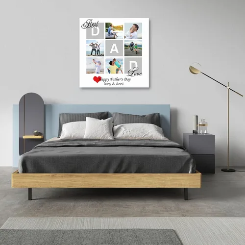 Vista 4 de LZIMU Regalos personalizados para el Día del Padre, lienzo impreso con tus fotos, lienzo personalizado para pared, regalos únicos de cumpleaños