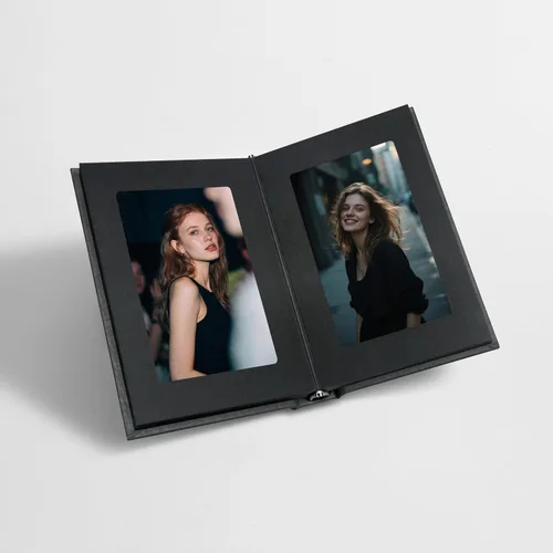 Vista 8 de Álbum de fotos pequeño de 4 x 6 con capacidad para 24 unidades, ideal para álbumes de fotos o fotos temáticas (negro/interior blanco)