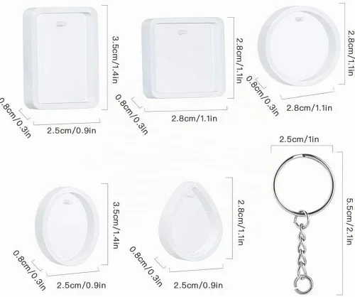 Vista 2 de Qtopun - Moldes de resina para llavero, forma de gota de agua, redondo, rectangular, ovalado, cuadrado, 10 piezas de joyería de silicona epoxi