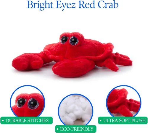 Vista 6 de The Petting Zoo Peluche de cangrejo, regalos para niños, animales del océano de ojos brillantes, juguete de peluche de cangrejo rojo de 9 pulgadas