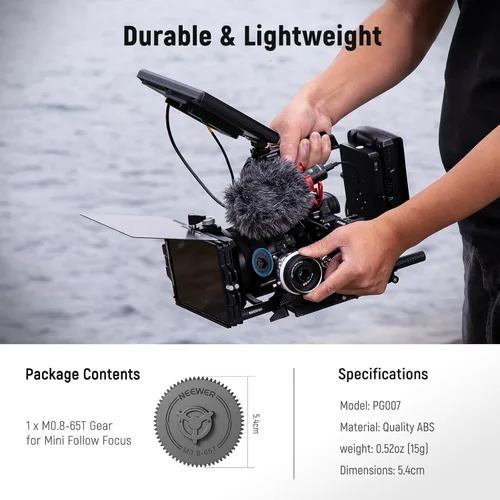 Vista 6 de NEEWER Engranaje M0.8-65T para seguimiento de enfoque, estándar 0.8 MOD y 65 dientes compatible con SmallRig Follow Focus y NEEWER Mini Follow