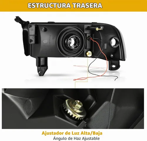 Vista 4 de DWVO Conjunto de faros LED DRL compatible con Dodge Ram 1500 1994-2001/Dodge Ram 2500 3500 94-02 de repuesto, carcasa negra Carcasa negra con Drl