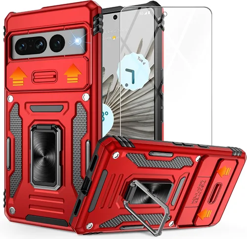 Vista 8 de Funda para Google Pixel 7 Pro, con cubierta deslizante para cámara y protector de pantalla HD, [probado contra caídas de grado militar] Funda