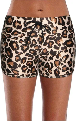 Vista 2 de Yonique Pantalones cortos de natación para mujer, con cordón, pantalones cortos de natación
