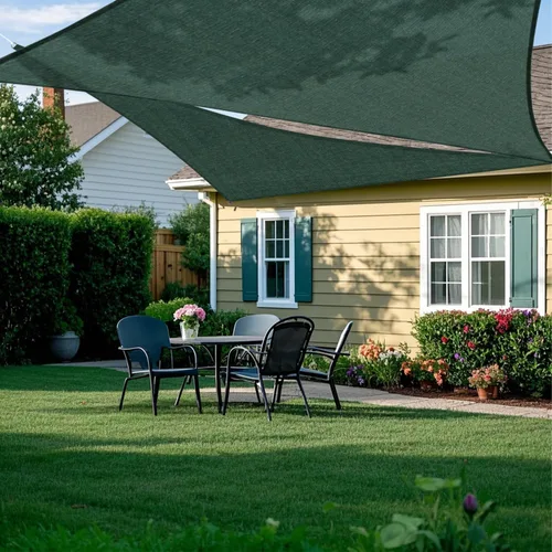 Vista 7 de Toldo triangular derecho, color verde, 2 x 2 x 3 pies, tela permeable al aire, toldo resistente para patio, jardín, al aire libre