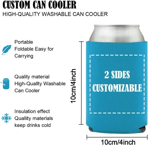 Vista 2 de Funda enfriadora de latas de cerveza personalizada Koo-zi Slim a granel, añade tu texto con imagen en una cubierta plegable de 12 onzas líquidas
