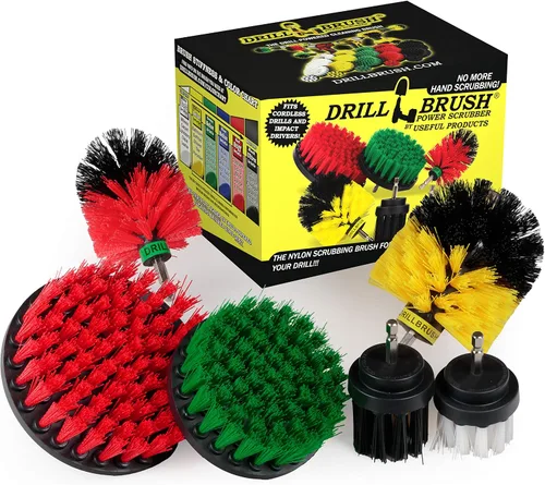 Vista 12 de Suministros de limpieza de piedras tumbales Drillbrush - Cepillo de poder para exteriores - Herramienta de limpieza de fuentes - Herramienta de Rojo