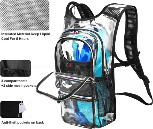 Vista 3 de Mothybot Paquete de mochila de hidratación, mochila de agua de 20 litros incluida, bolsa de hidratación de 2 litros, esencial para festivales