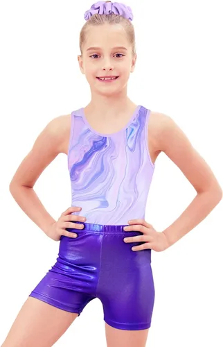 Vista 3 de JOYSTREAM Leotardos de gimnasia para niñas con pantalones cortos brillantes para bailar ballet