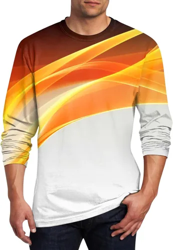 Vista 5 de Camisetas de verano para hombre, de manga larga, cuello redondo, casuales, básicas, atléticas, tallas S-4XL
