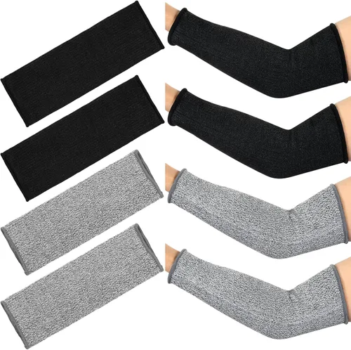 Vista 10 de Neer 4 pares de mangas protectoras para brazos para piel delgada, anticortes, resistentes a quemaduras, funda para antebrazo para cocina y Negro