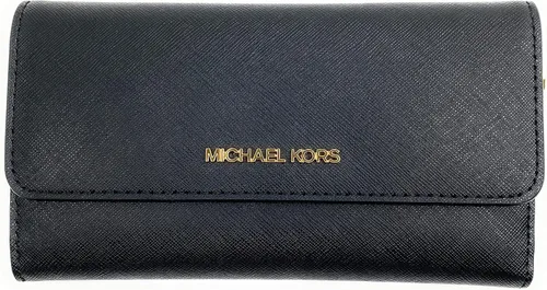Vista 2 de Michael Kors Jet Set - Cartera triple grande de viaje para mujer (negrodorado), NegroOro, Cartera