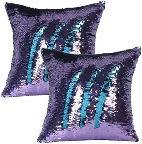 Vista 6 de MOCOFO Fundas de almohada decorativas de lentejuelas mágicas reversibles 16x16-2 de plata a oro + 2 de oro a negro de ante premium para habitación 4