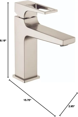 Vista 2 de hansgrohe Metropol 74506821 - Grifo moderno para lavabo de baño de bajo flujo con 1 manija y 1 manija de 1 7 pulgadas de alto en níquel cepillado