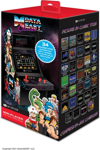 Vista 6 de My Arcade Data East Classics Mini Player - Mini gabinete de máquina arcade de 10 pulgadas, 34 juegos retro incluidos, barril pesado, ninja