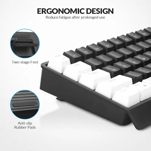 Vista 6 de Rii RK806 60% Mechanical Gaming Keyboard,61 Keys Compact Wired Keyboard with Blue Backlight,Clicky Blue Switch,Anti-ghosting,for Windows Laptop PC