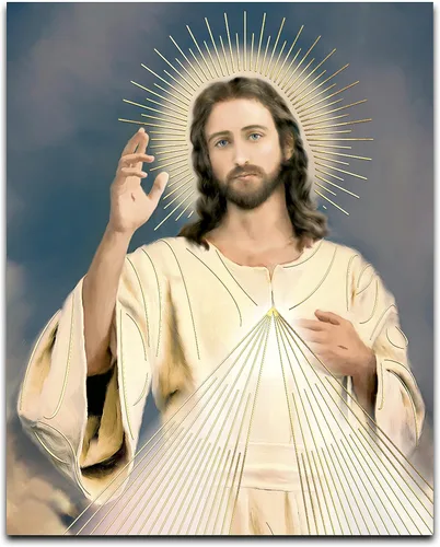 Vista 2 de Divina Misericordia Jesucristo I (8 x 10 pulgadas) - Arte de pared religioso laminado sin marco, póster para decoración del hogar, arte diseño