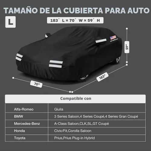 Vista 2 de NEVERLAND Funda impermeable para automóvil para todo tipo de clima, se