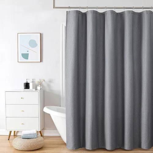 Vista 29 de OVZME Cortina de ducha de tela Berry Stall de 36 x 72 pulgadas, suave y gofre, pequeña cortina de ducha negra para baño con textura para un