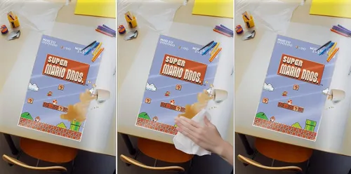Vista 4 de Super Mario Bros. - Gaming Poster (Vintage Game Screen - World 1-1) (Size: 24" x 36") (Laminated Poster & Clear Hanger)