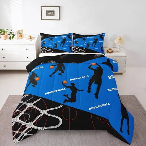 Vista 18 de Erosebridal Juego de edredón de béisbol para adolescentes y jóvenes, juegos de ropa de cama geométricos negros y grises para regalo para niños