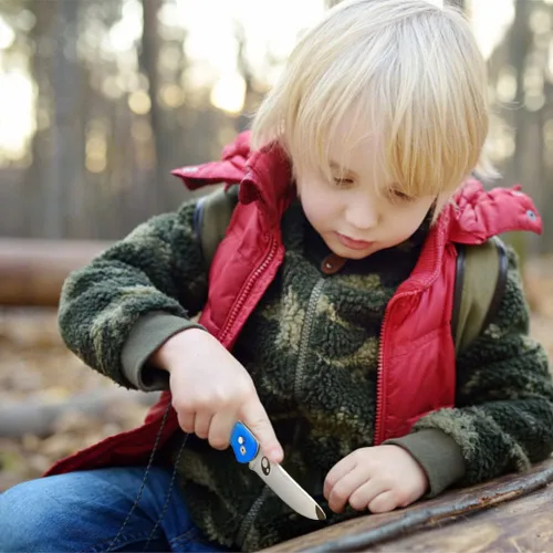 Vista 6 de Cuchillo de bolsillo para niños con clip y punta redondeada segura para el primer cuchillo de niño, cuchillos plegables de iniciación para niños