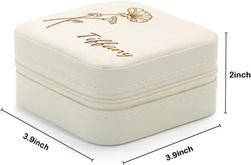 Vista 5 de Novgarden Joyero personalizado con nombre, piel sintética, organizador de viaje, caja de almacenamiento de anillos, aretes, collar, regalo