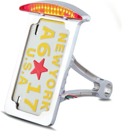 Vista 11 de Rich Choices - Luces traseras de motocicleta con soporte lateral para matrícula, luces de freno integradas, luz de stop, impermeables, de aluminio
