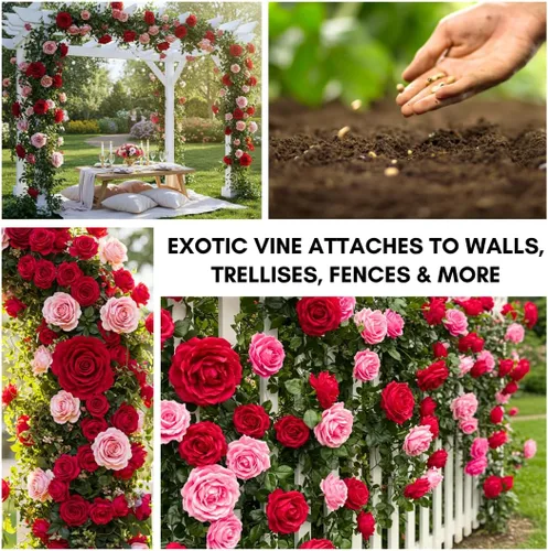 Vista 3 de Semillas de vid de rosas trepadoras, más de 30 semillas para plantar, hermosas flores, ideales para enrejados, cercas y paredes de jardín, semillas