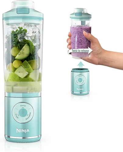 Vista 13 de Ninja Blast Max, licuadora portátil + Twist & Go, batido personal, mezcla, trituración de hielo, 3 programas, inalámbrico, recipiente extraíble